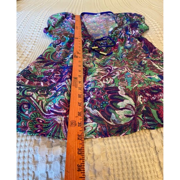 Becca Swimsuit Coverup Size XS-S Sheer Purple Green Elastic Waist Stylish Sexy! - Picture 11 of 12